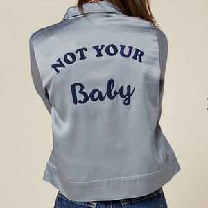 Reformation Baby Blue Silk NOT YOUR BABY Bomber Jacket. XS. 

Rare & Vintage.